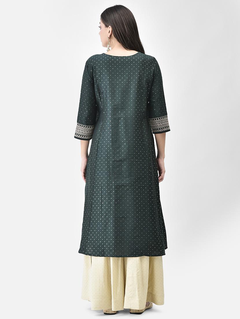 women three quarter sleeve a-line kurta - 21374470 - Standard Image - 4