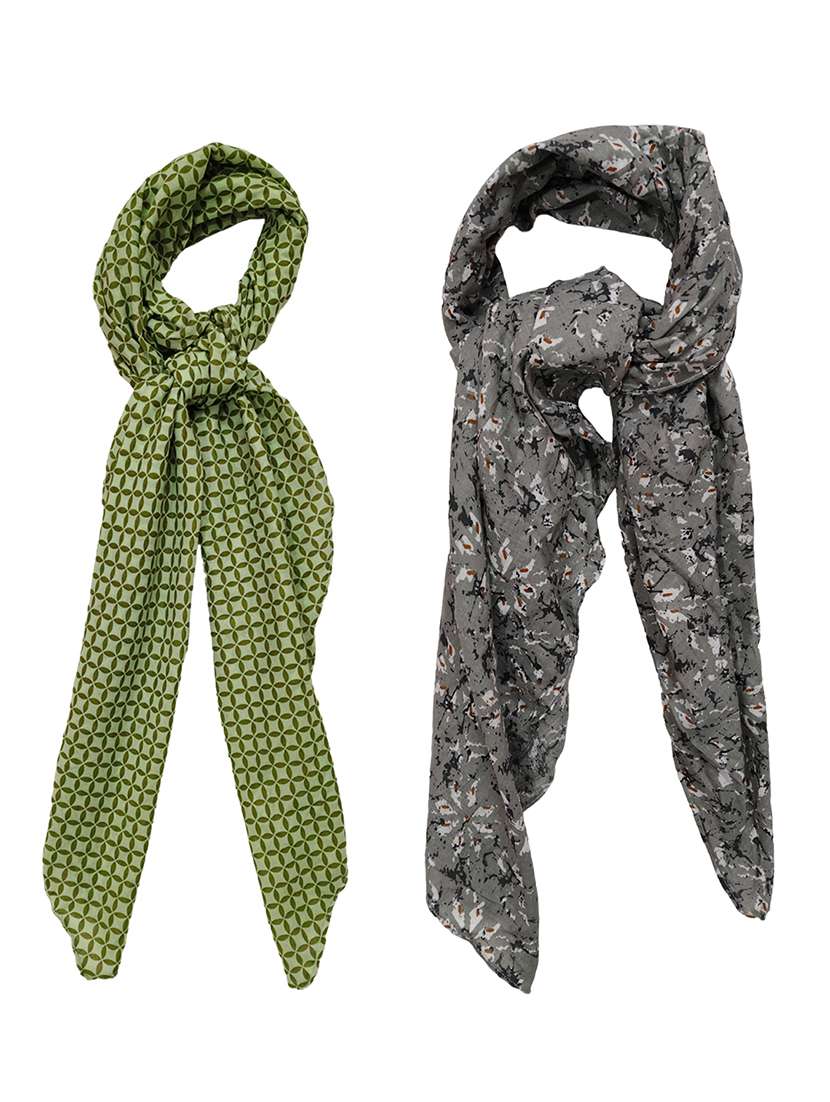 women pack of 2 printed scarves 