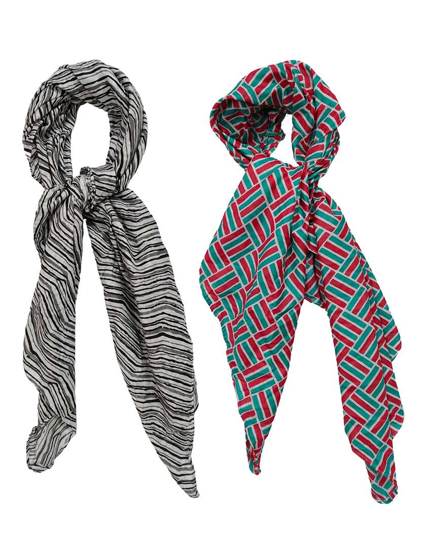 women pack of 2 printed scarves 