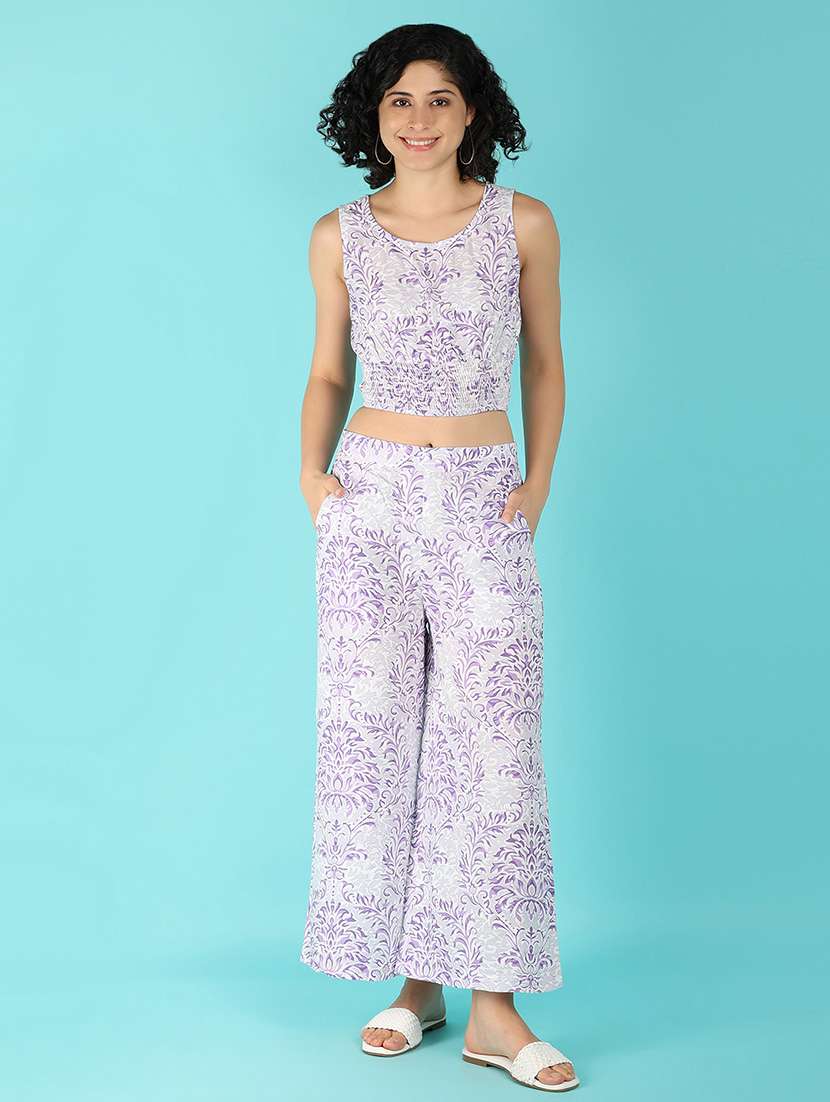 women mid-rise printed wide leg trouser - 21374605 -  Standard Image - 4