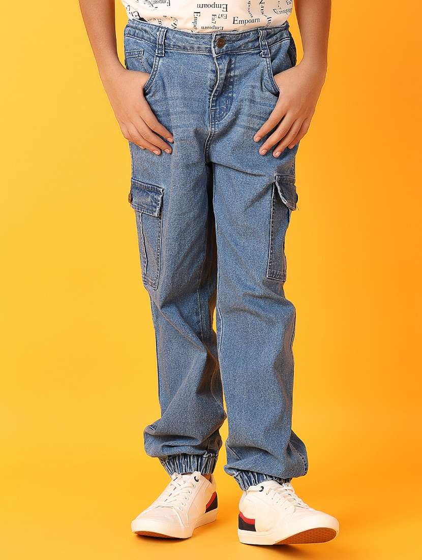 boys dark blue plain cargo