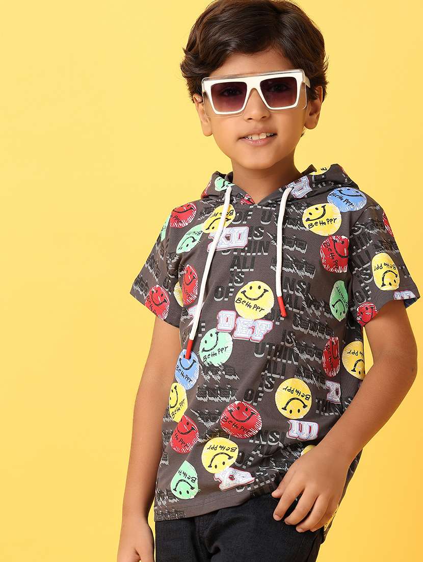boys all ovder print hooded t-shirt - 21374737 - Standard Image - 1