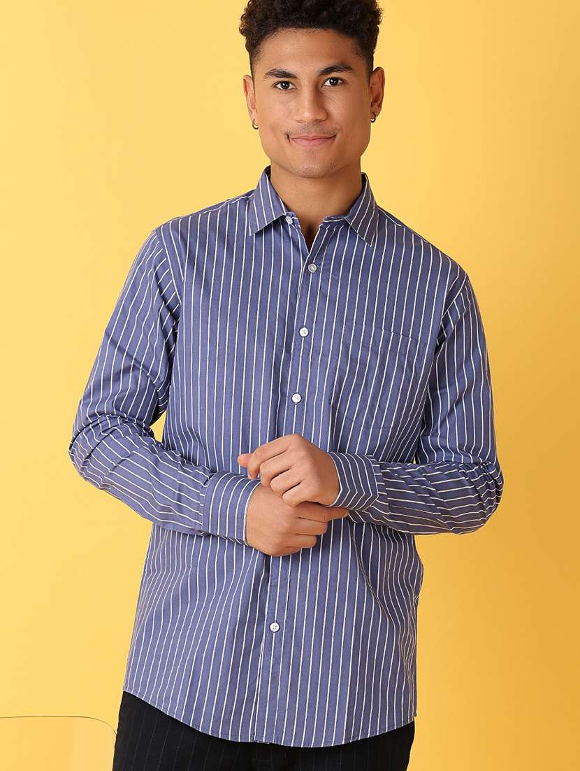 men long sleeved striped casual shirt - 21374801 -  Standard Image - 1