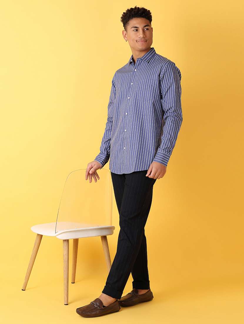 men long sleeved striped casual shirt - 21374801 -  Standard Image - 4