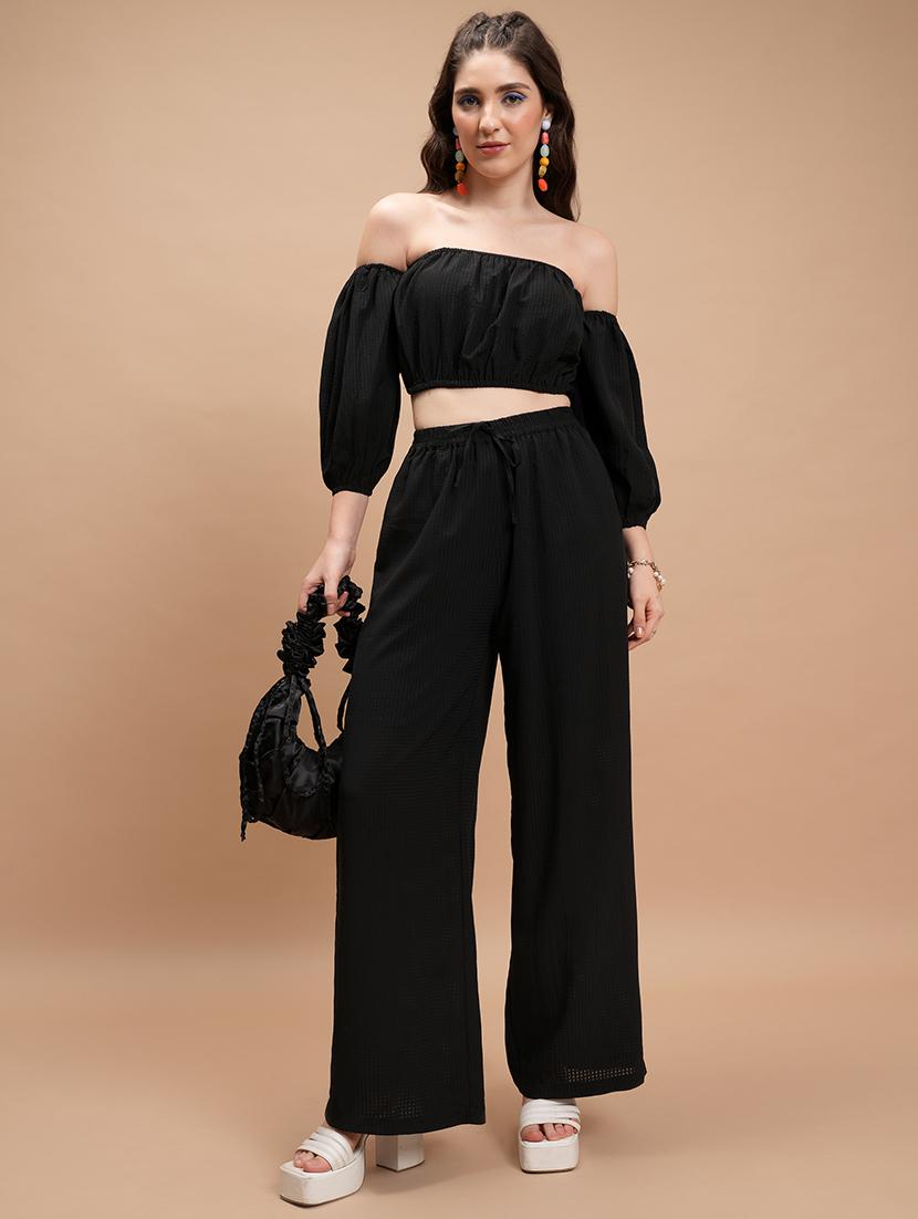 women solid top and trouser co-ord set - 21374905 - Zoom Image - 0