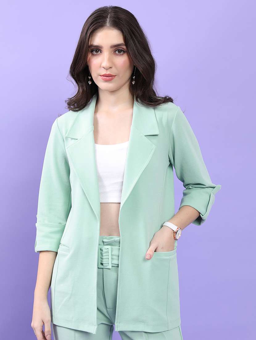 women solid blazer and trouser co-ord set - 21374921 -  Standard Image - 4