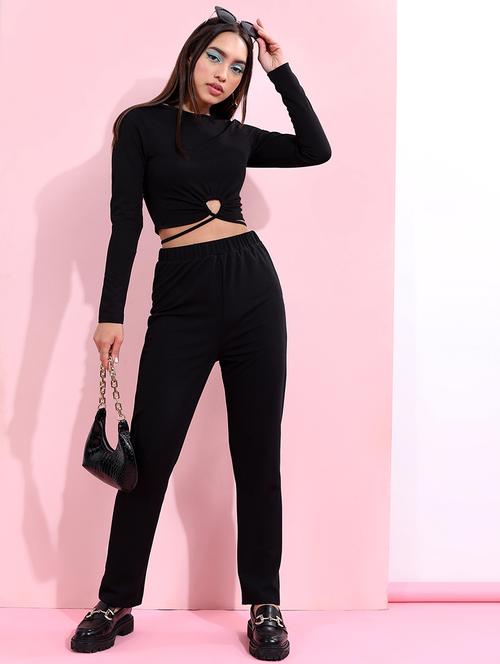 women solid top and trouser co-ord set - 21374925 - Standard Image - 0