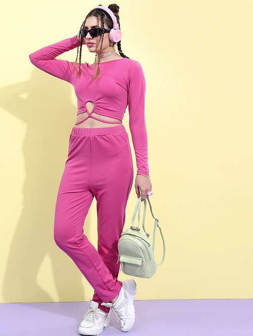 women solid top and trouser co-ord set