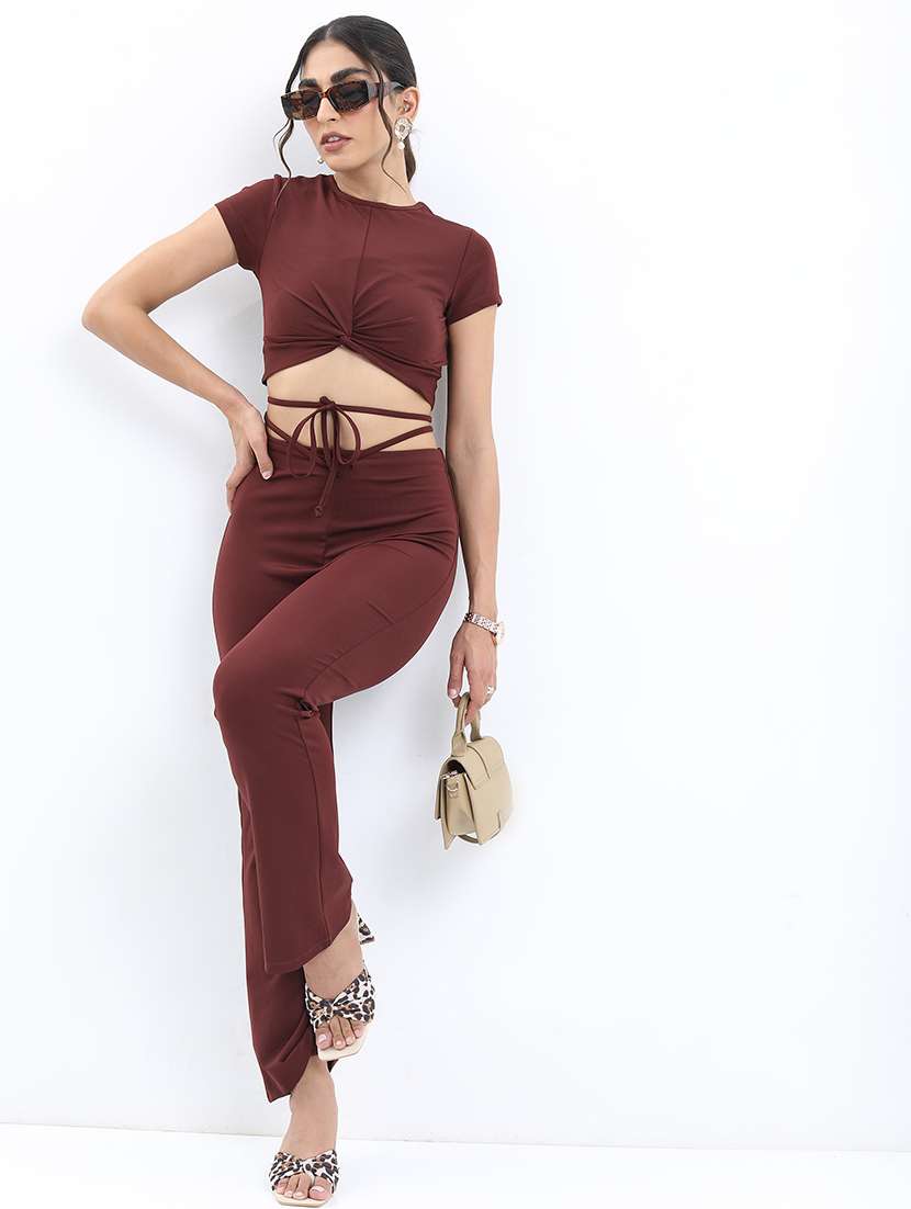 women solid top and palazzo co-ord set - 21374955 -  Standard Image - 1