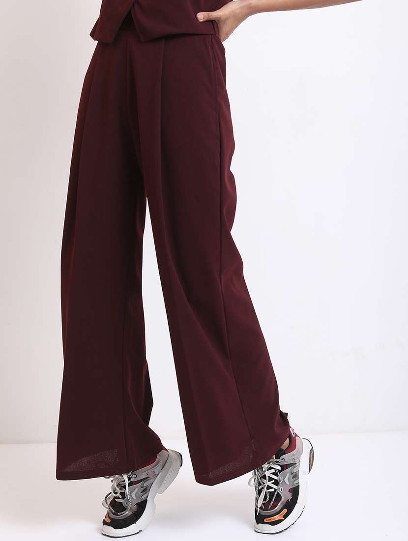 women solid top and trouser co-ord set - 21374965 -  Standard Image - 4