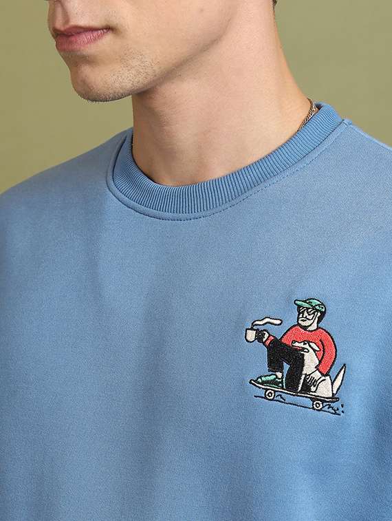 men placement print round neck sweatshirt - 21374983 - Standard Image - 4