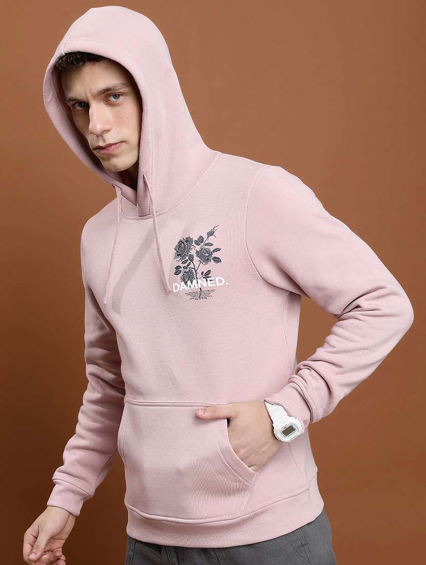 men back print hooded sweatshirt