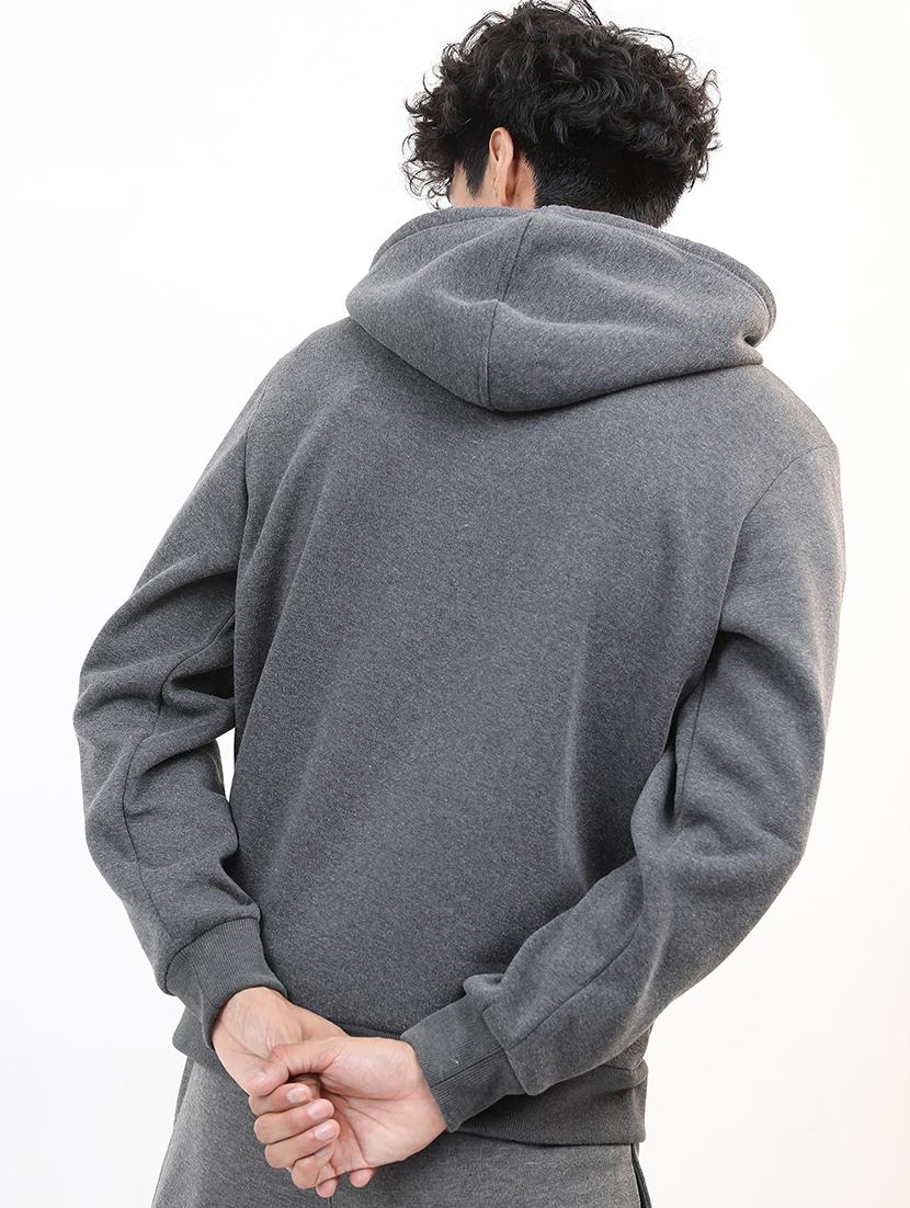 men solid hooded zipper sweatshirt - 21375010 - Standard Image - 1