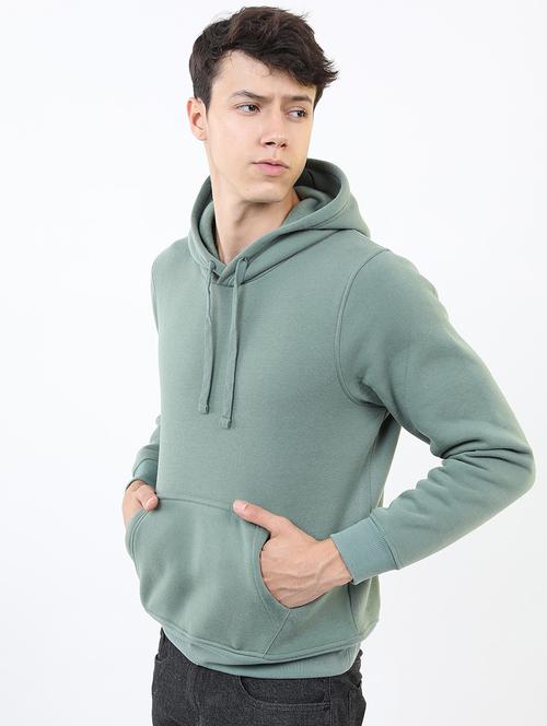 men solid hooded pullover sweatshirt - 21375019 - Standard Image - 0