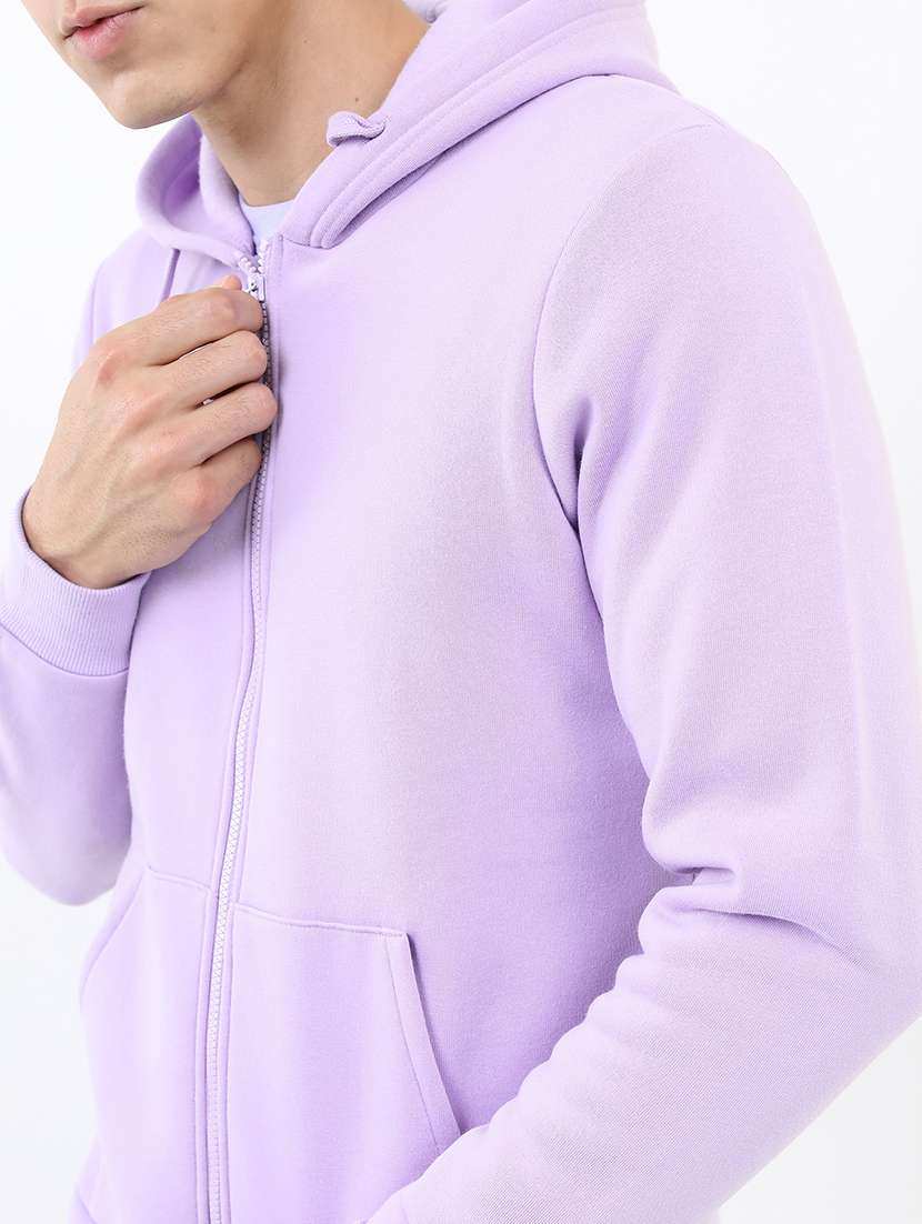 men solid hooded zipper sweatshirt - 21375026 - Standard Image - 4