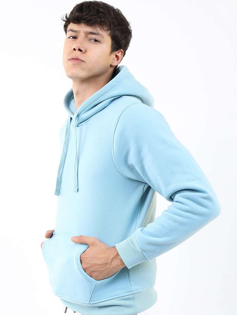 men solid hooded pullover sweatshirt - 21375029 - Standard Image - 1