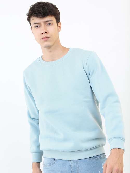 men solid round neck pullover sweatshirt - 21375032 -  Standard Image - 0