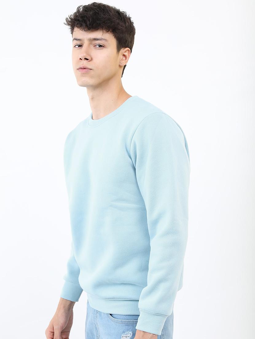 men solid round neck pullover sweatshirt - 21375032 -  Standard Image - 1
