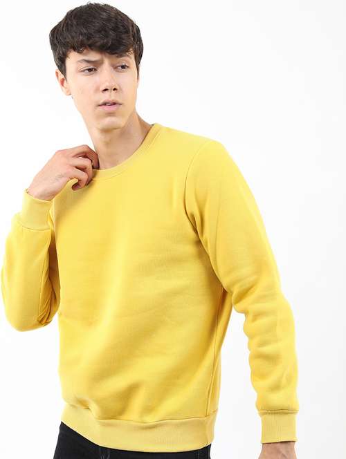 men solid round neck pullover sweatshirt - 21375033 -  Standard Image - 0