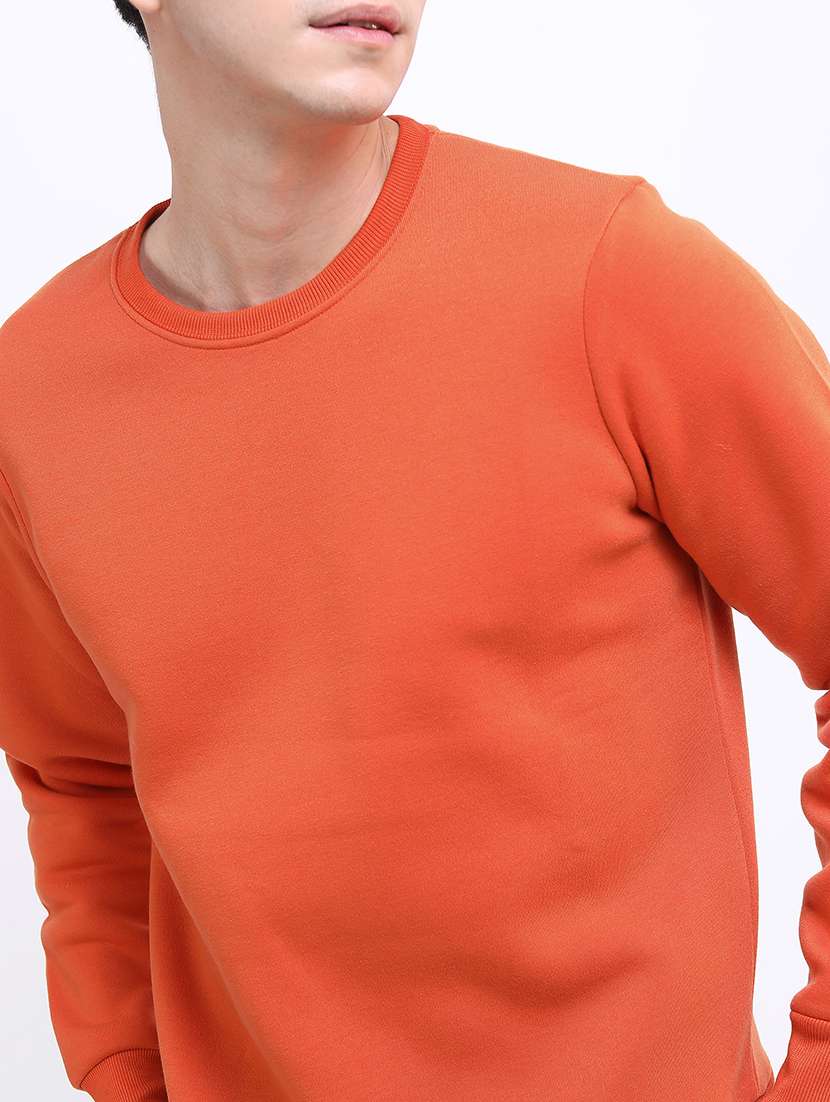 men solid round neck pullover sweatshirt - 21375039 -  Standard Image - 4