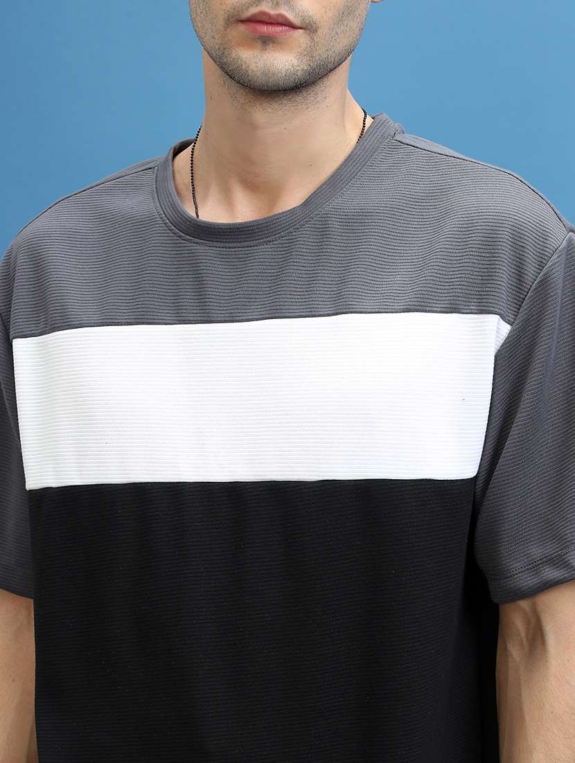 men color block round neck oversized t-shirt - 21375053 -  Standard Image - 4