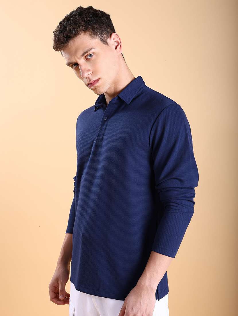 men plain long sleeve polo t-shirt - 21375074 -  Standard Image - 1