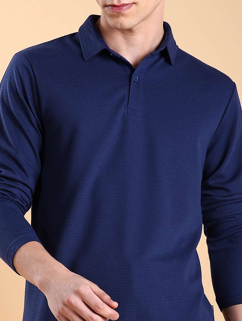 men plain long sleeve polo t-shirt - 21375074 -  Standard Image - 4