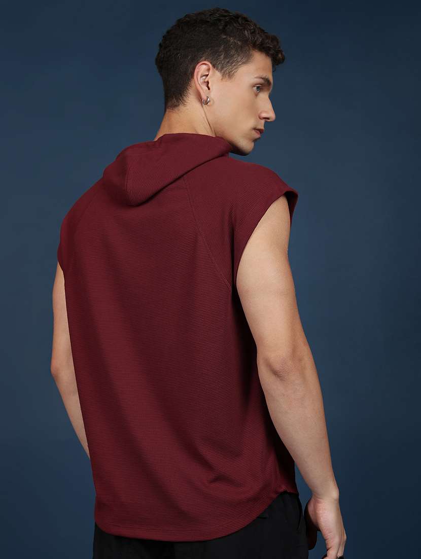 men solid hood neck t-shirt - 21375086 - Standard Image - 1