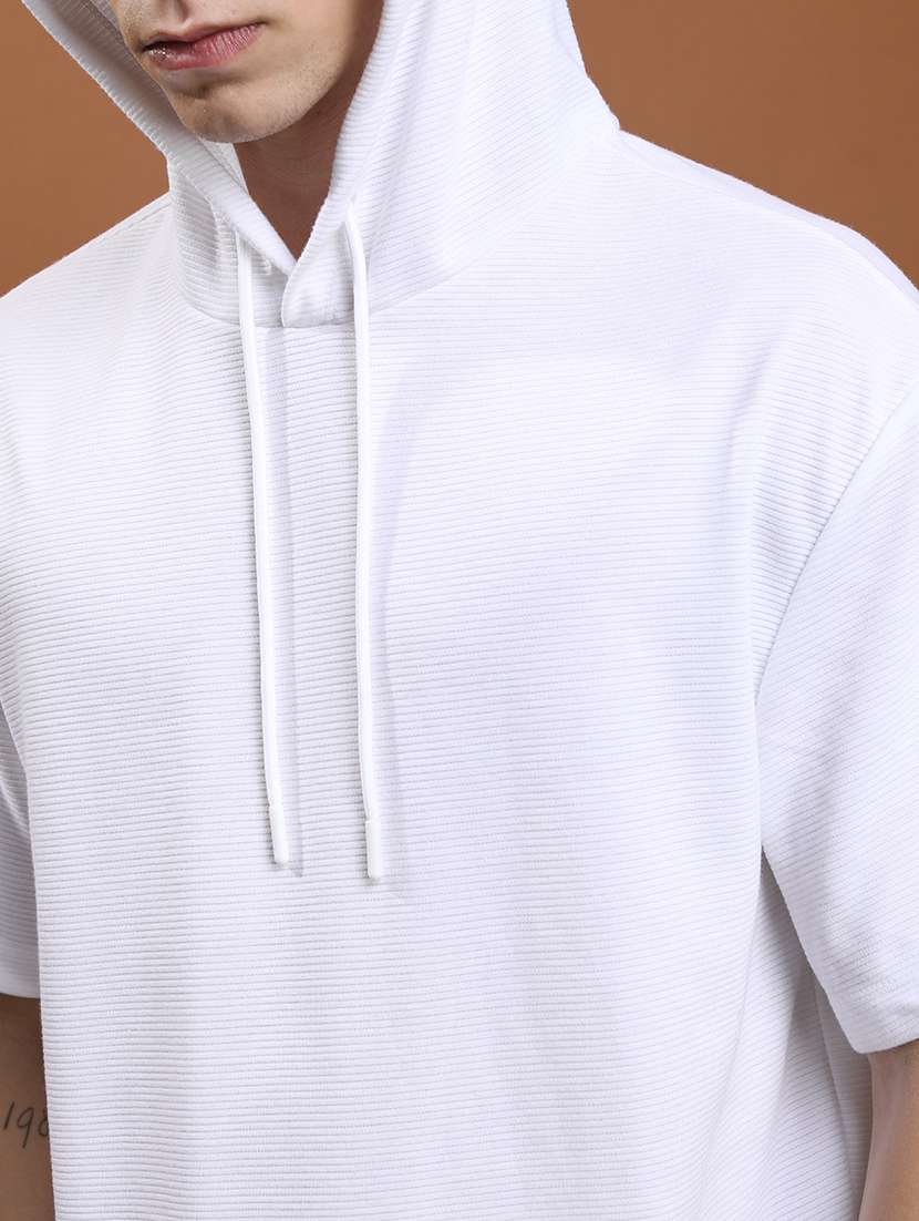 men solid hood neck oversized t-shirt - 21375121 -  Standard Image - 4