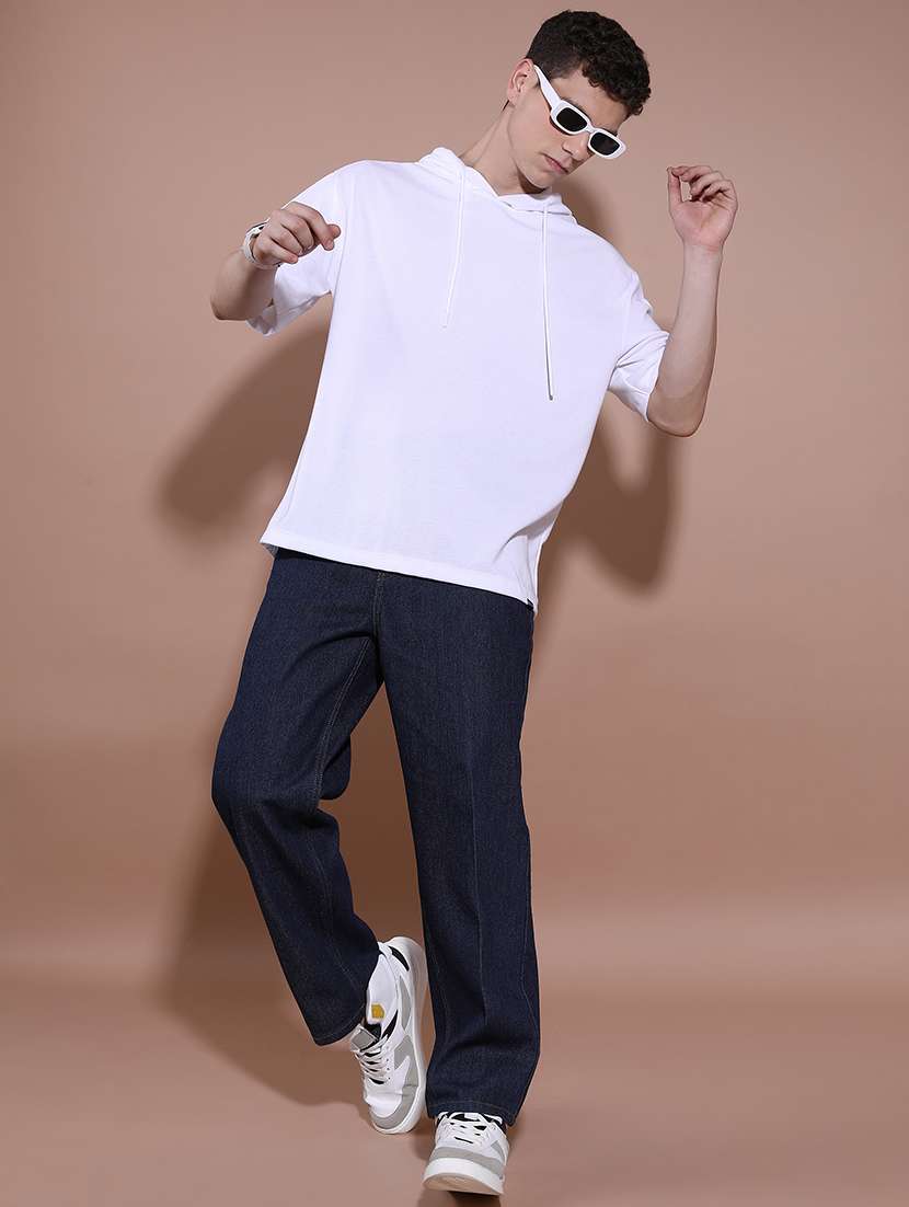 men solid hood neck oversized t-shirt - 21375128 -  Standard Image - 4