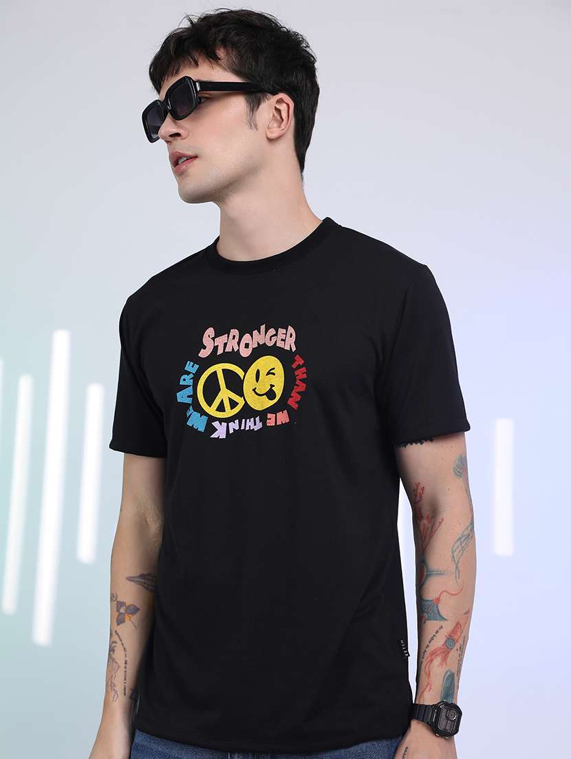 men front & back print round neck t-shirt - 21375135 -  Standard Image - 1