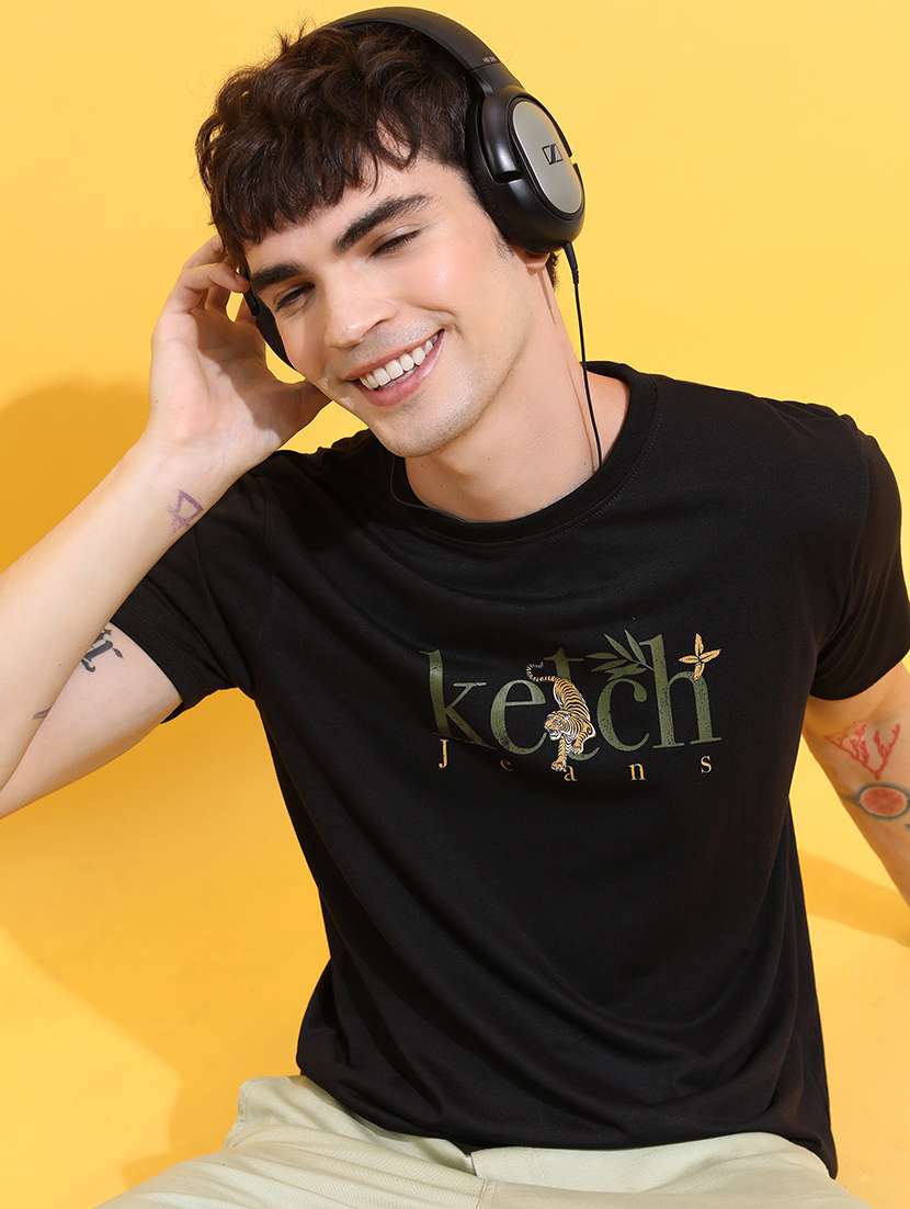 men printed round neck oversized t-shirt