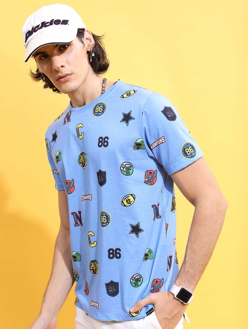 men printed round neck t-shirt - 21375170 -  Standard Image - 1