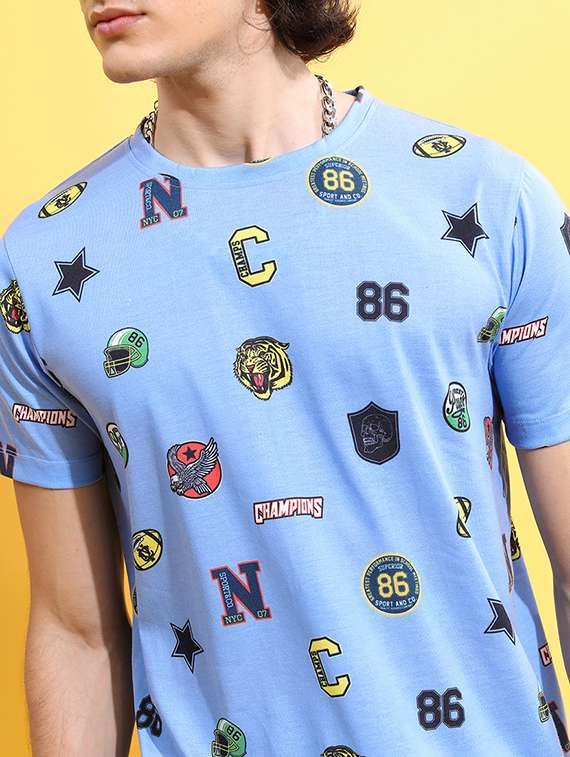 men printed round neck t-shirt - 21375170 -  Standard Image - 4