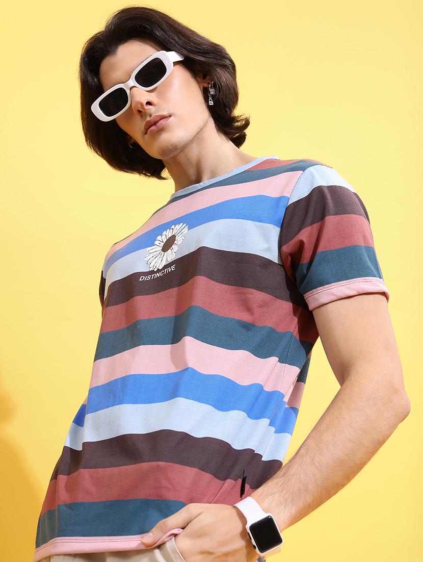 men striped round neck t-shirt - 21375174 - Standard Image - 1