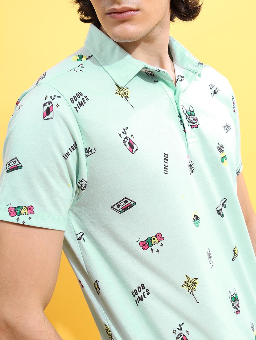 men printed polo t-shirt - 21375180 - Standard Image - 4