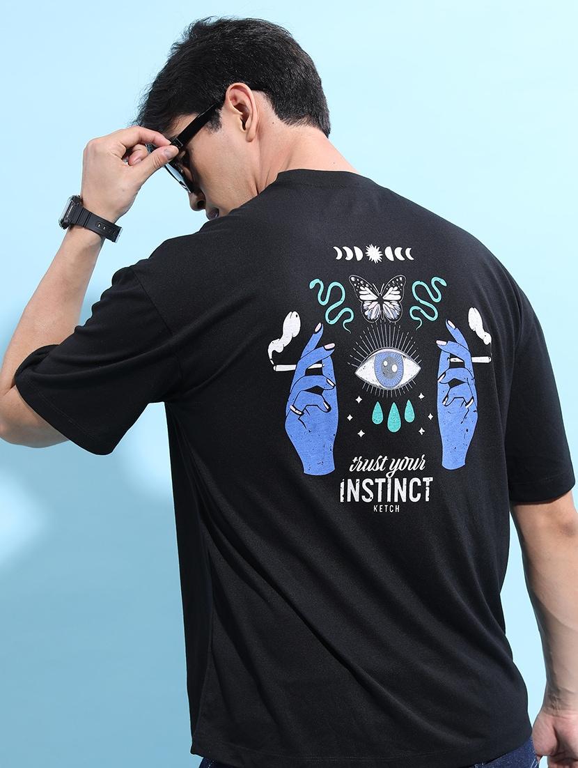 men back print cotton t-shirt