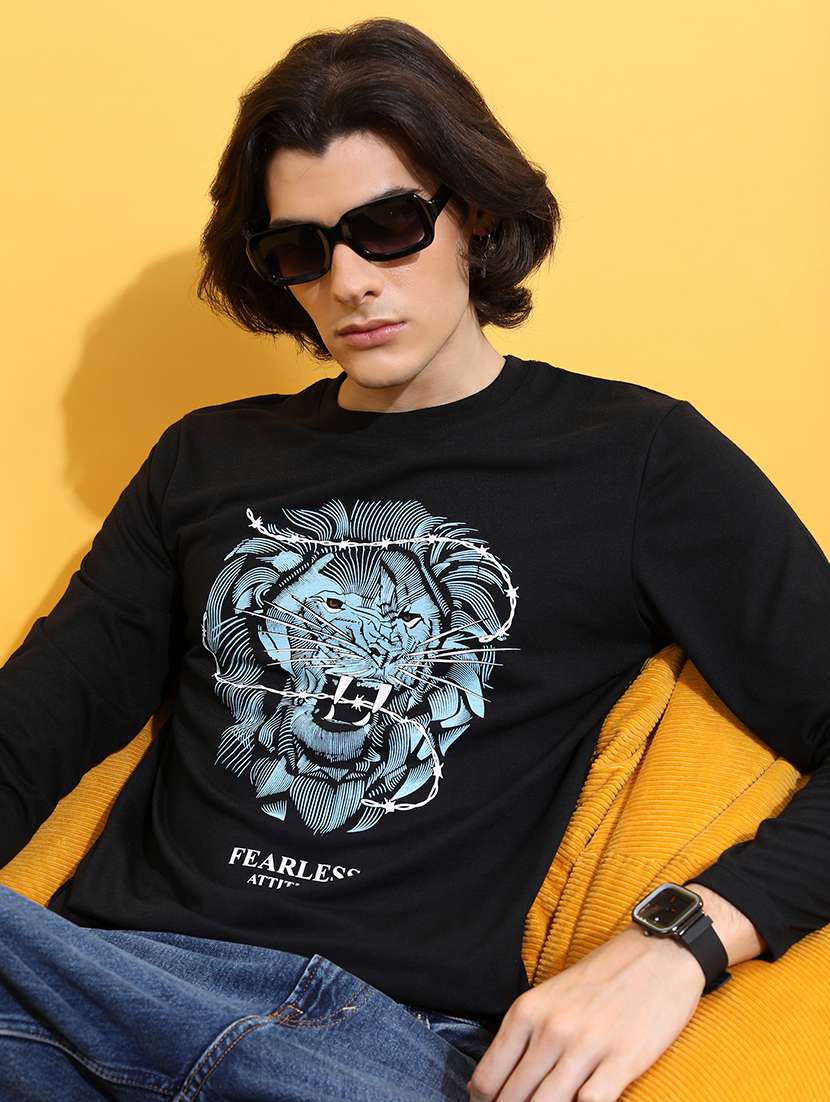 men front print cotton t-shirt - 21375236 -  Standard Image - 1