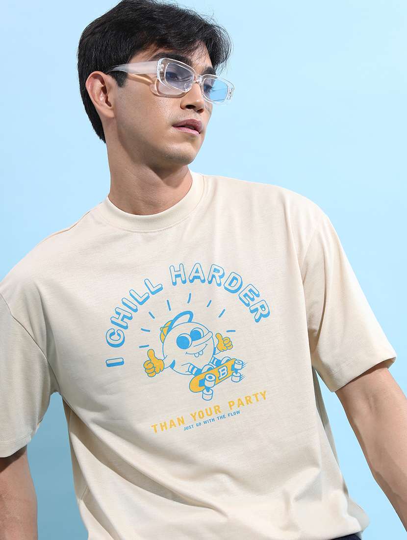 men short sleeve chest print t-shirt