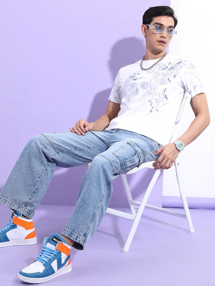 men front print round neck t-shirt - 21375255 - Standard Image - 4