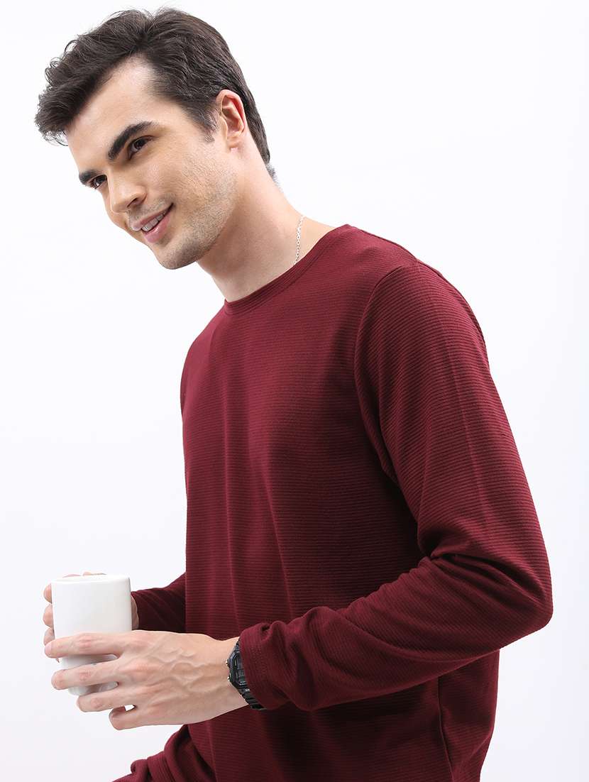 men solid round neck long sleeve t-shirt - 21375264 -  Standard Image - 1
