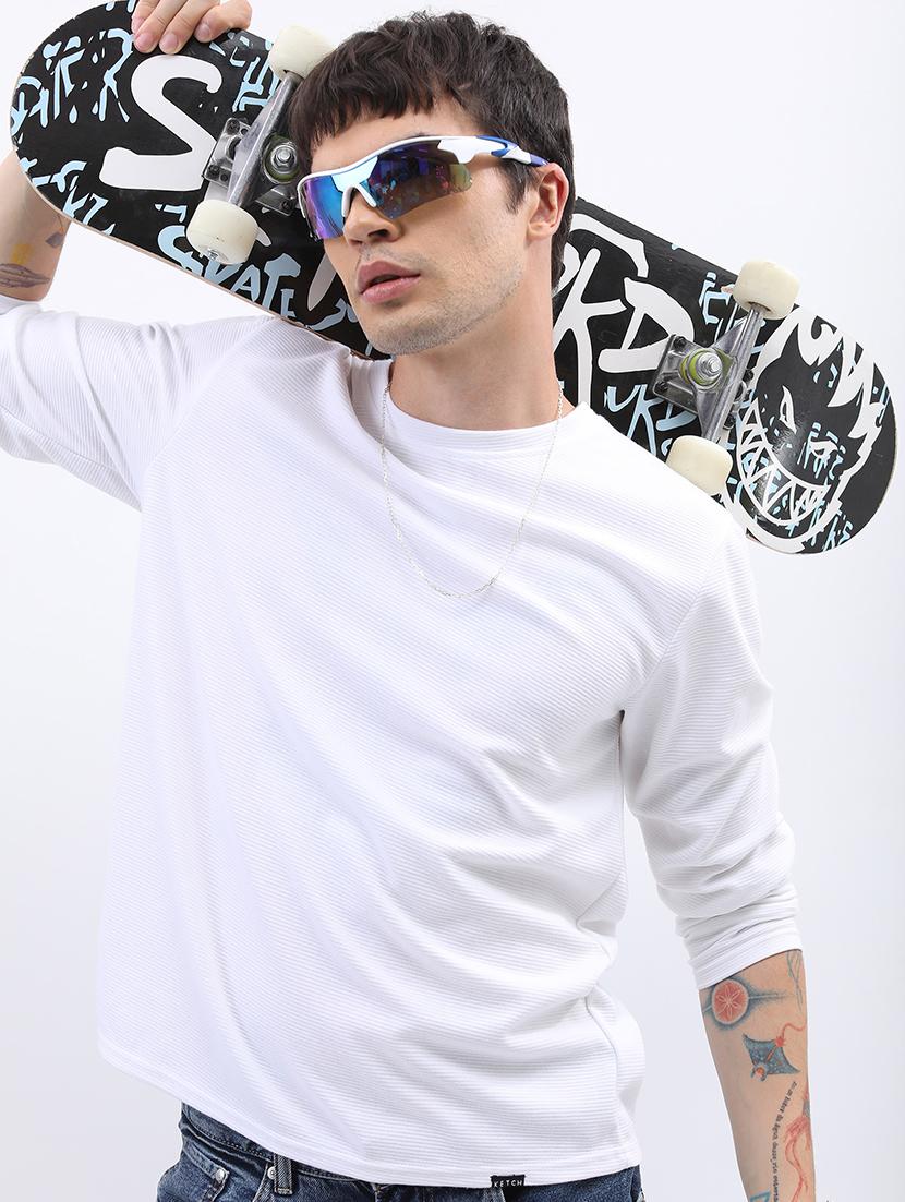 men solid round neck long sleeve t-shirt - 21375268 - Standard Image - 1