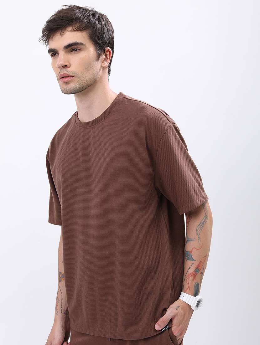 men solid oversized t-shirt