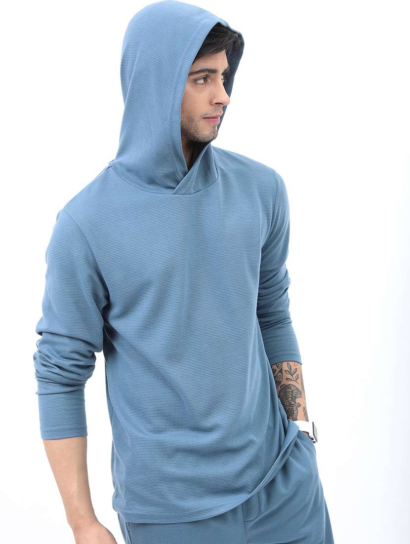 men solid hood neck t-shirt - 21375319 -  Standard Image - 1