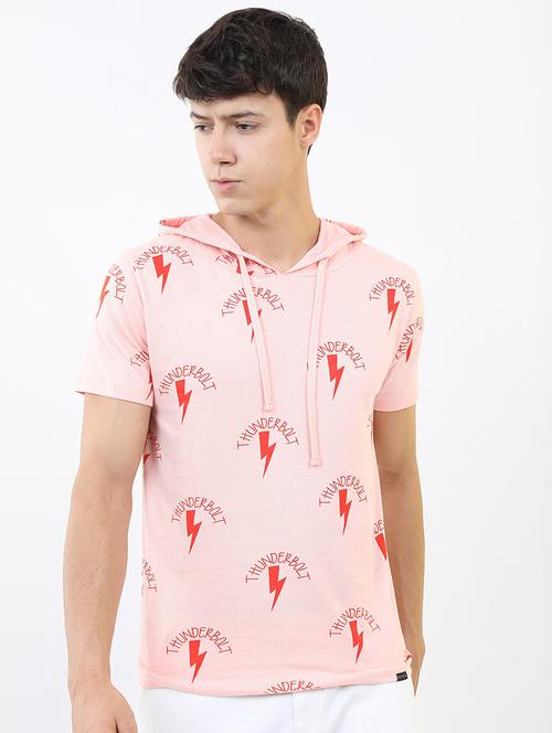 men hood neck short sleeves t-shirt - 21375349 - Standard Image - 0