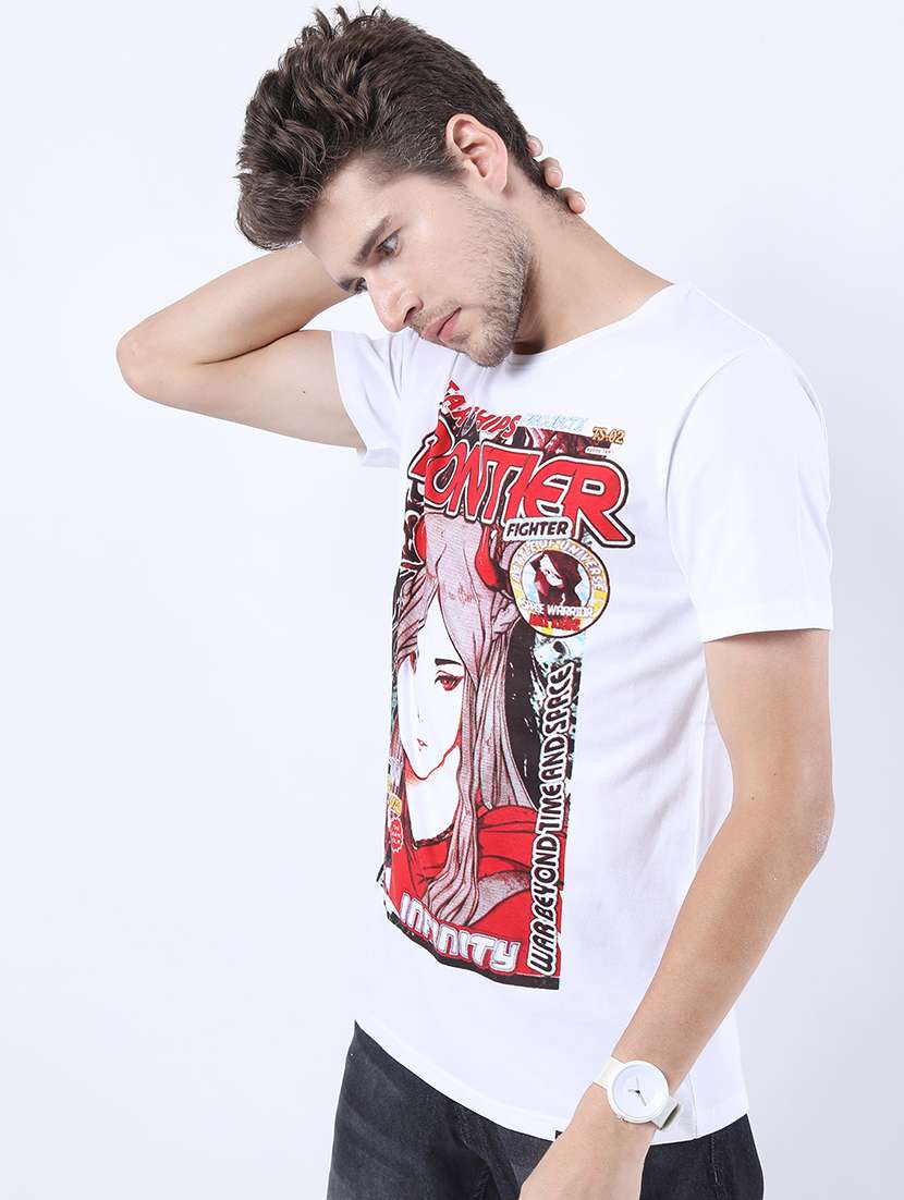 men front print round neck t-shirt - 21375383 -  Standard Image - 1