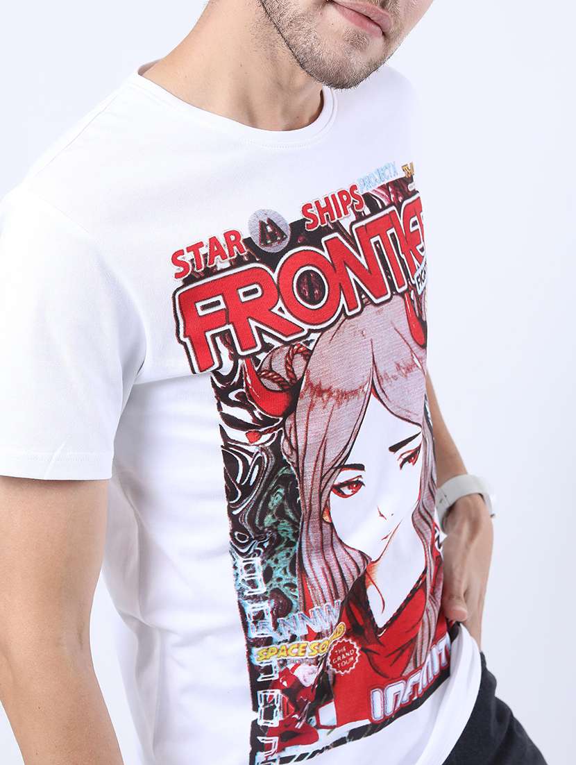 men front print round neck t-shirt - 21375383 -  Standard Image - 4
