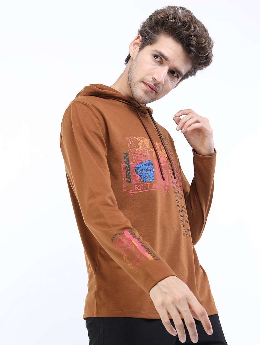 men hooded neck long sleeve t-shirt - 21375388 -  Standard Image - 1