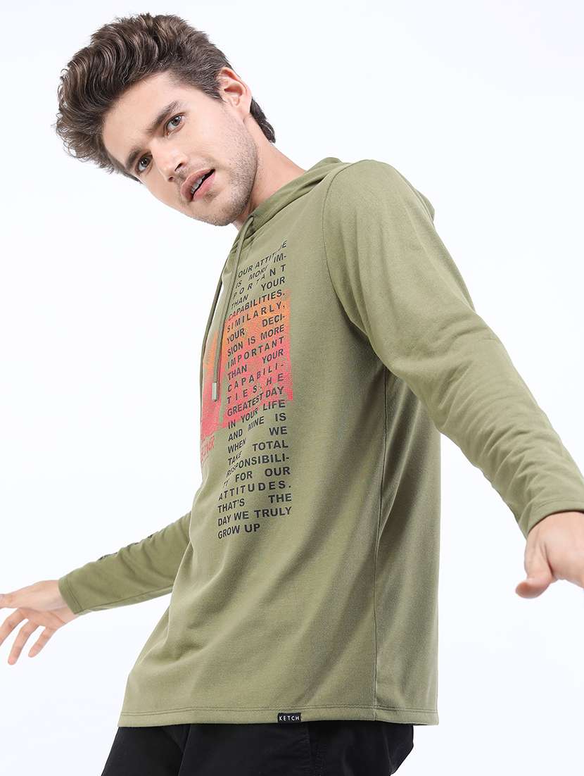 men hooded neck long sleeve t-shirt - 21375389 -  Standard Image - 1