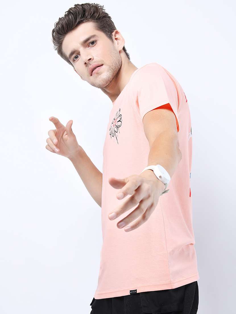 men front & back print round neck t-shirts - 21375395 -  Standard Image - 1